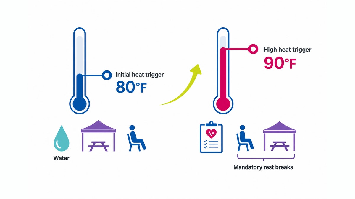 Split thermometer graphic comparing initial and high heat triggers at 80°F and 90°F