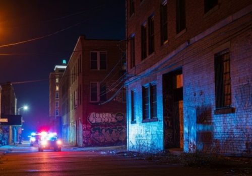 Police cars going through St Louis neighborhood at night